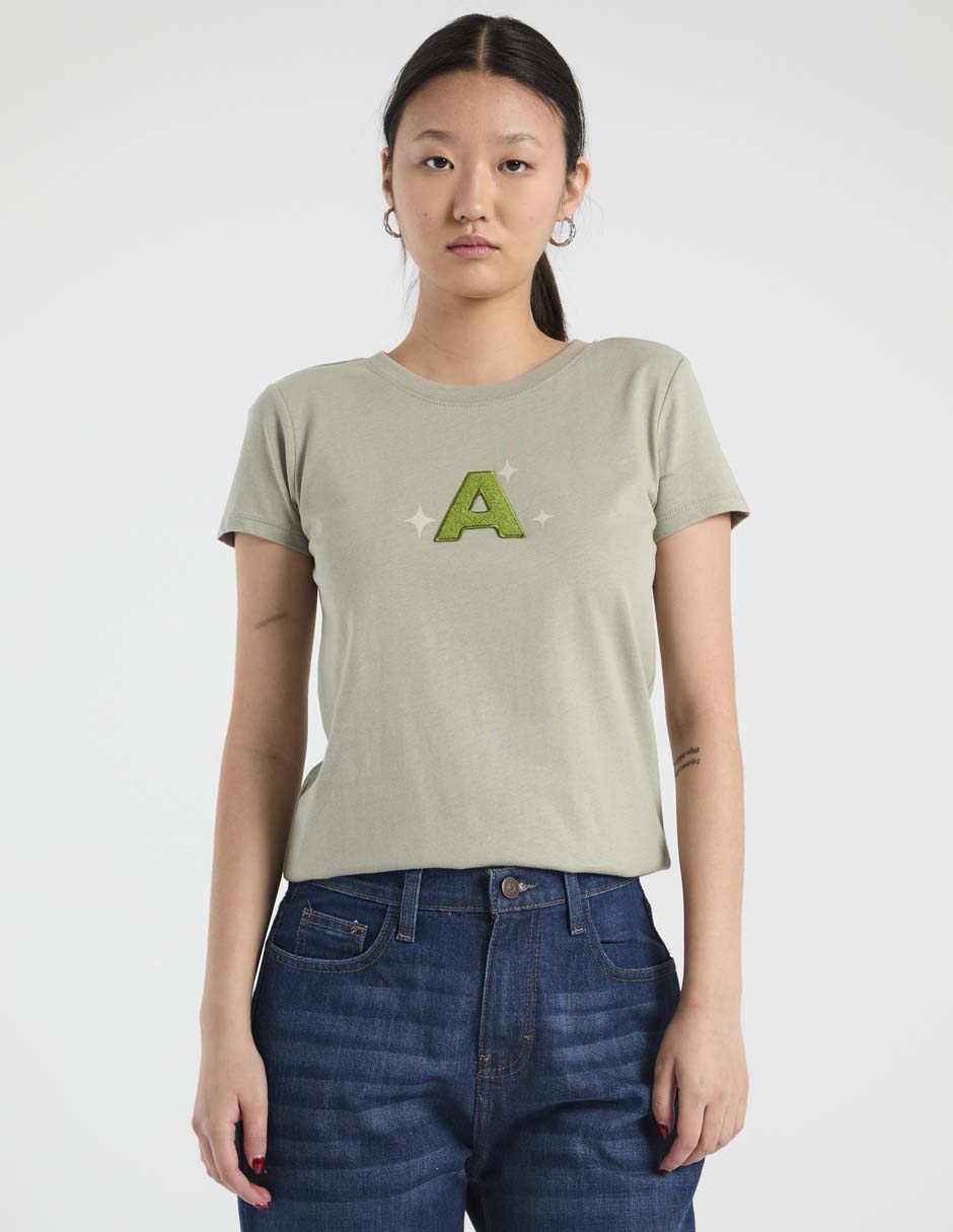 Playera manga corta cuello redondo para mujer