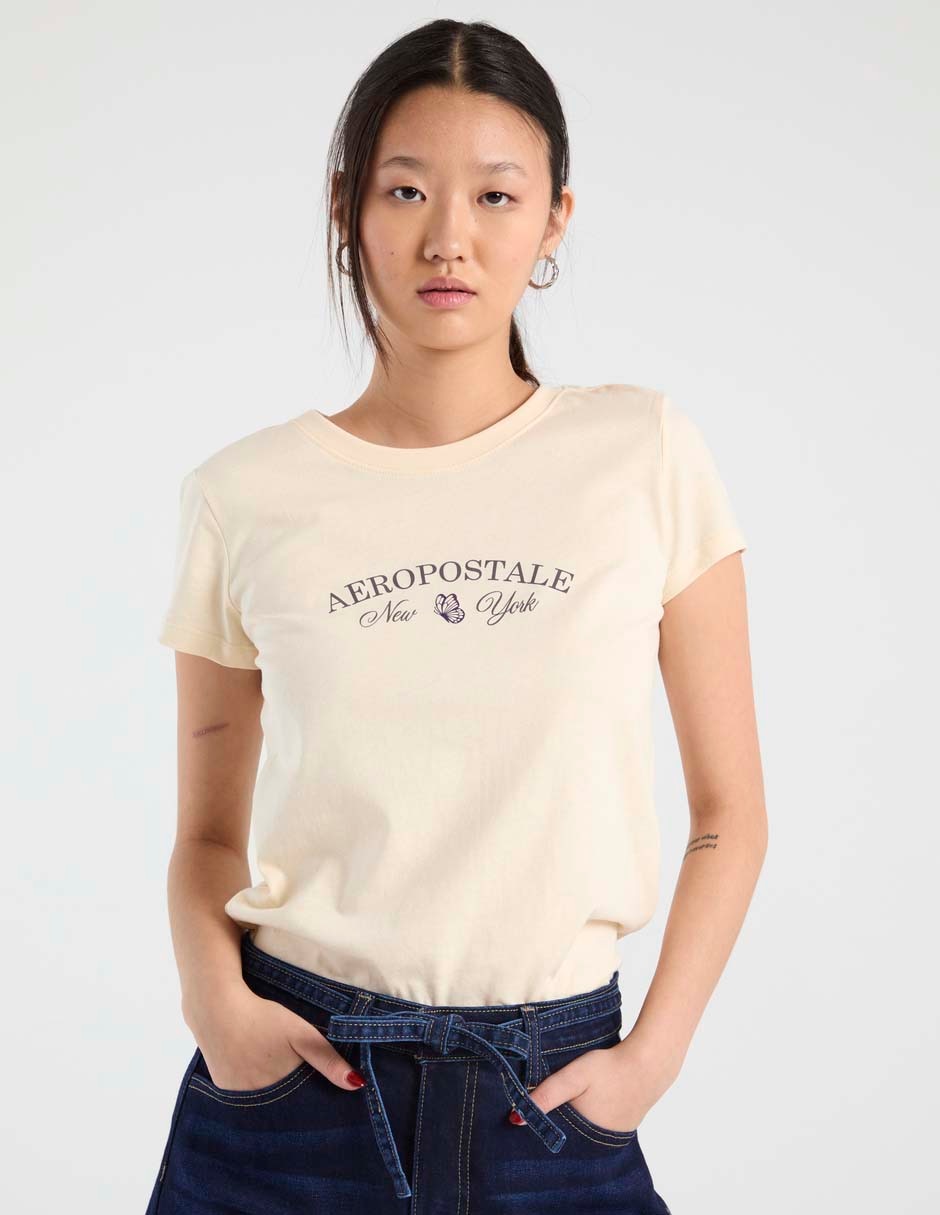 Playera manga corta cuello redondo para mujer