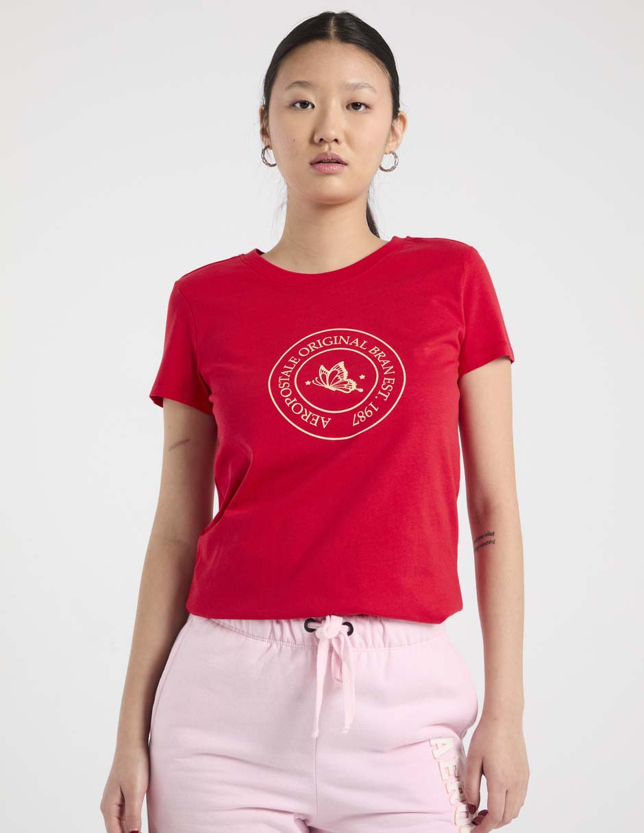 Playera manga corta cuello redondo para mujer