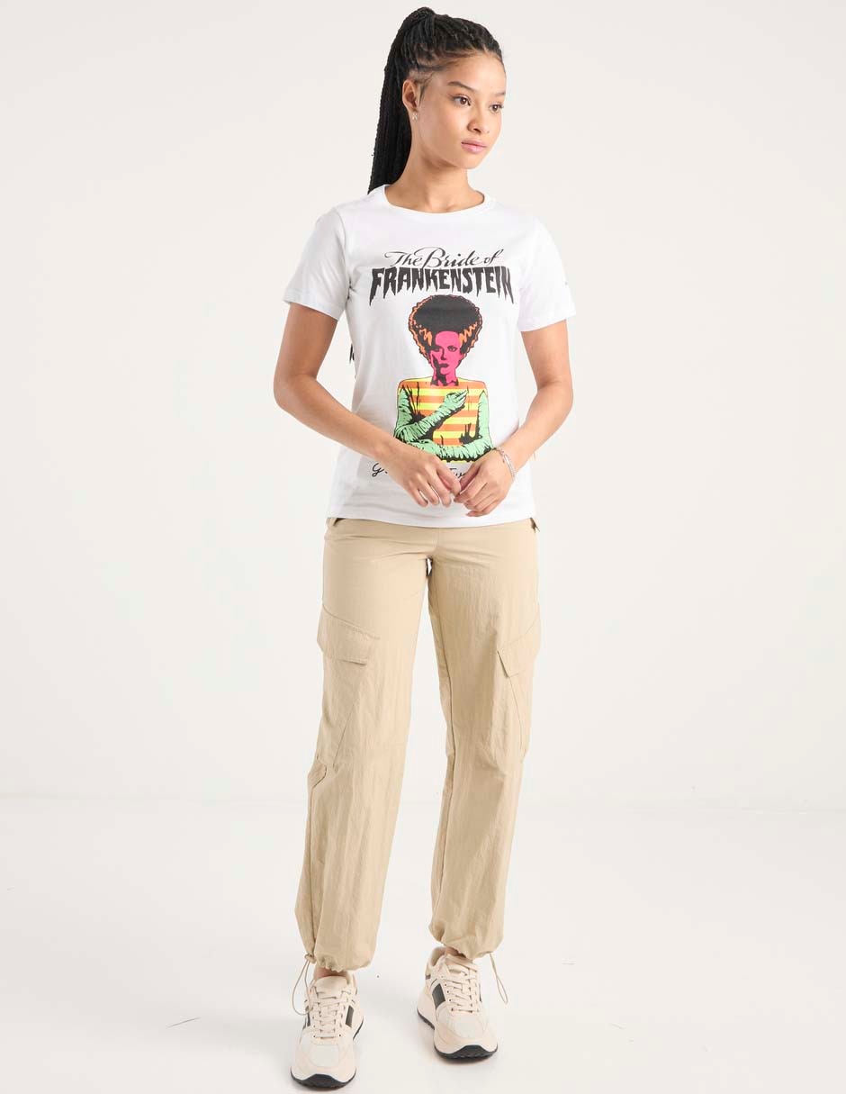 Playera manga corta La esposa de Frankenstein cuello redondo para mujer 3