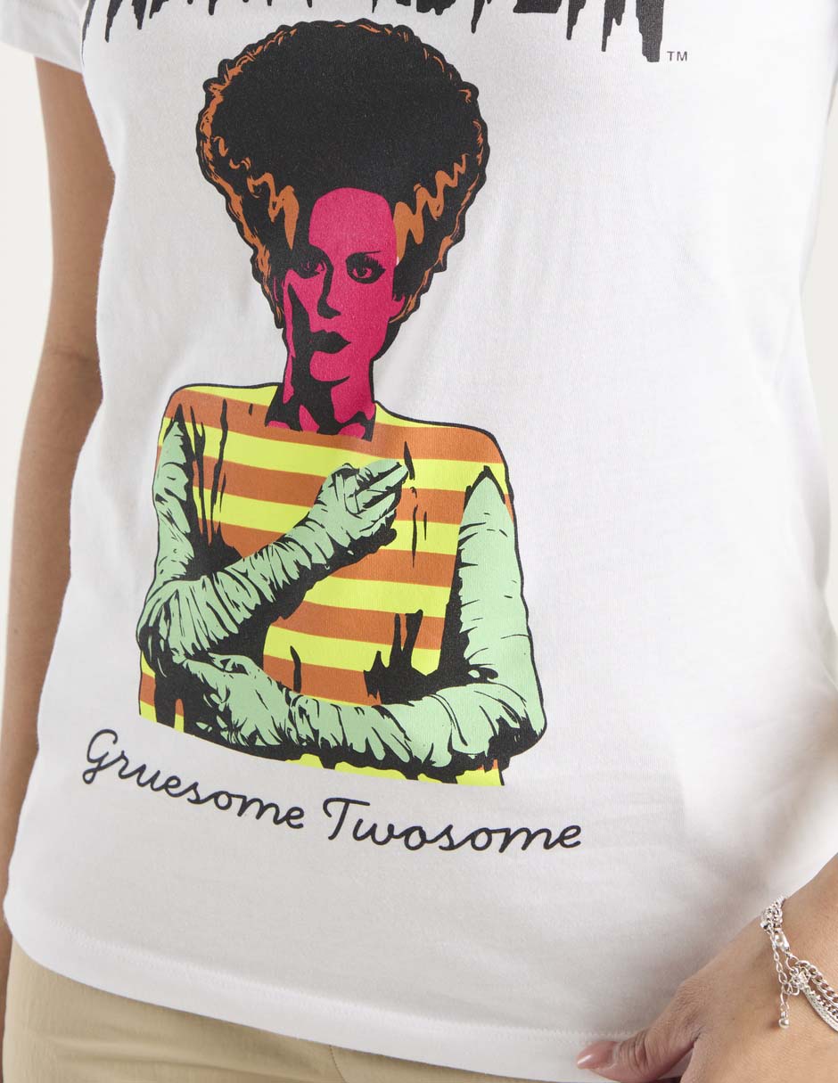 Playera manga corta La esposa de Frankenstein cuello redondo para mujer 4