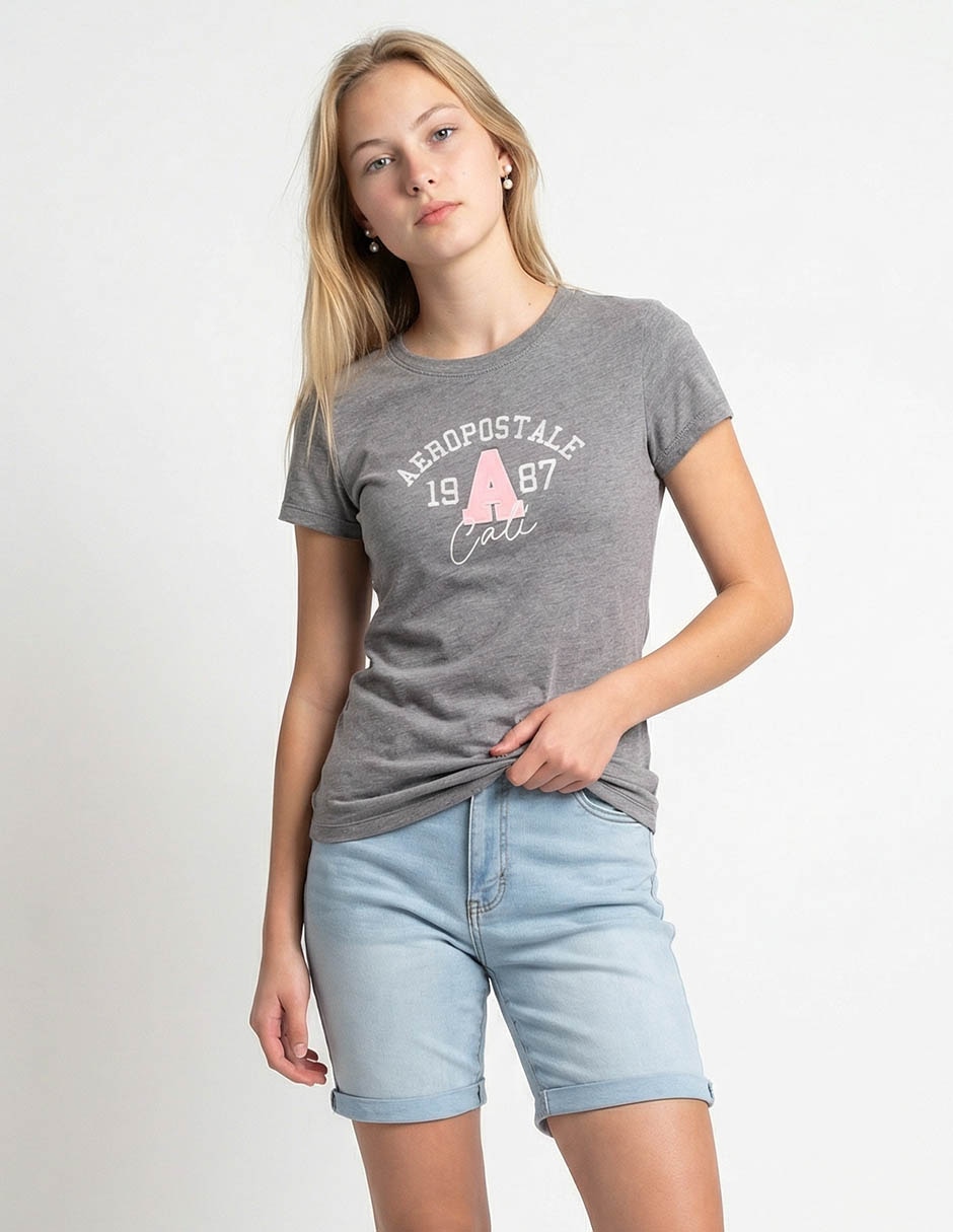 Playera manga corta cuello redondo para mujer