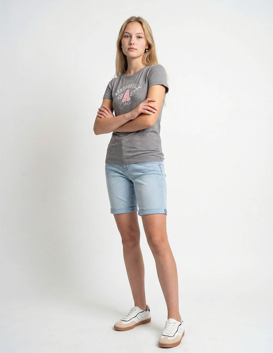 Playera manga corta cuello redondo para mujer 3