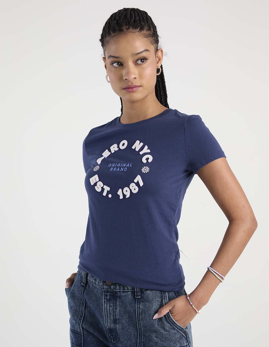 Playera manga corta cuello redondo para mujer