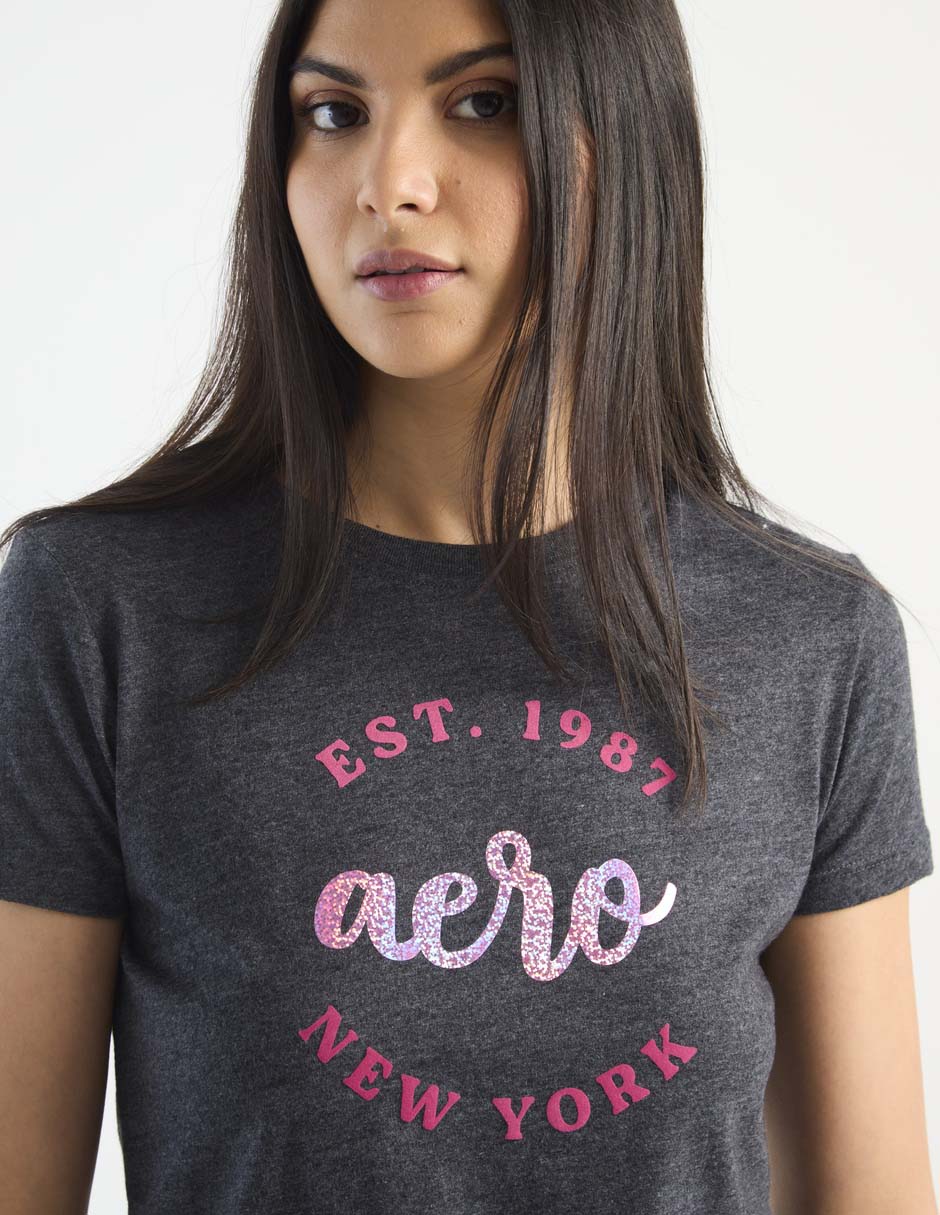 Playera manga corta cuello redondo para mujer