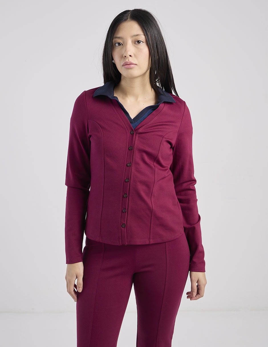 Suéter cuello V para mujer