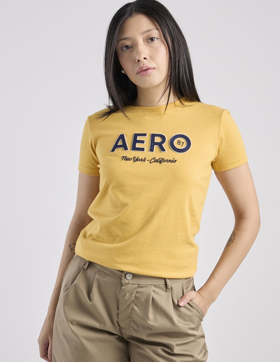 Playera manga corta cuello redondo para mujer