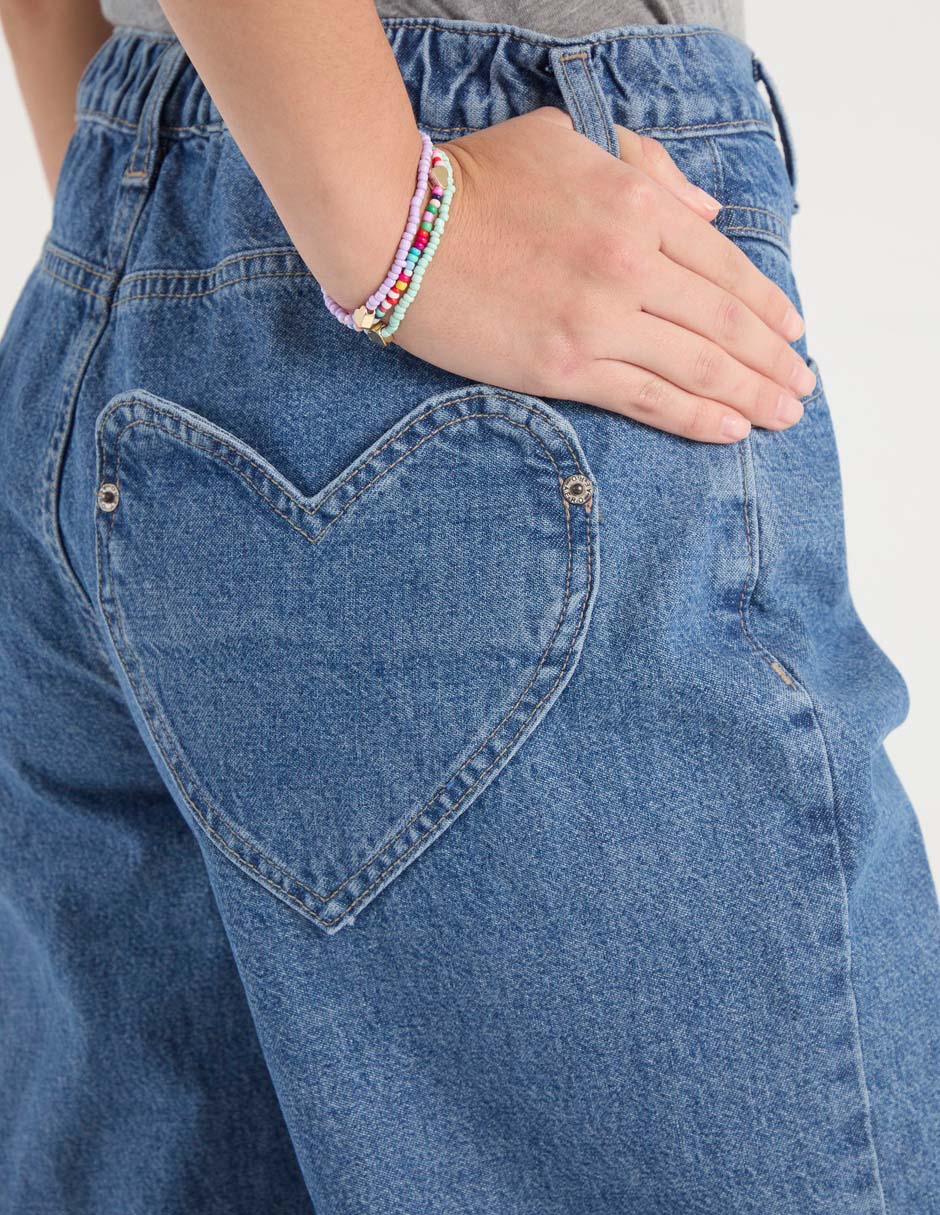 Jeans relaxed wide leg corte cintura para mujer 5