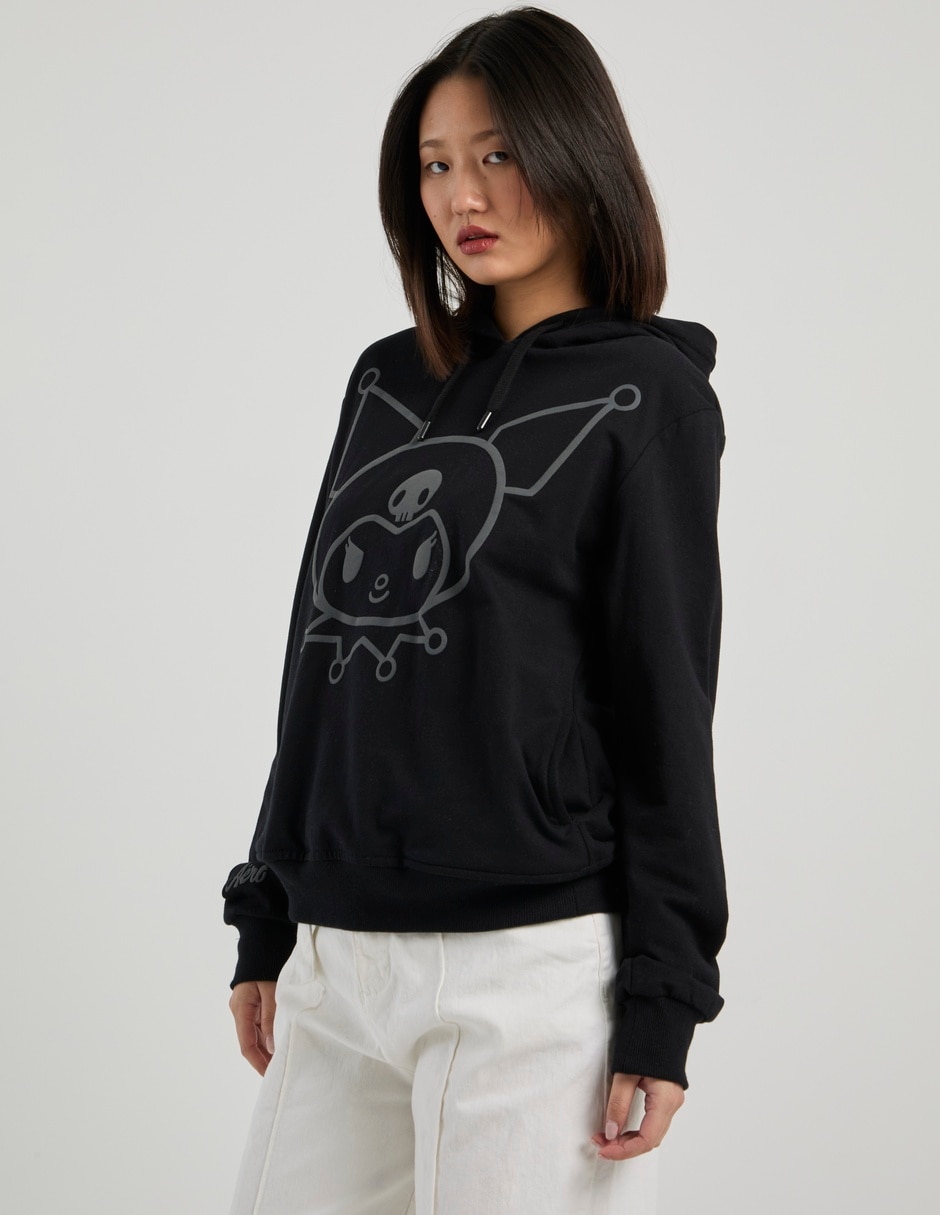 Sudadera con capucha y bolsa Kuromi para mujer