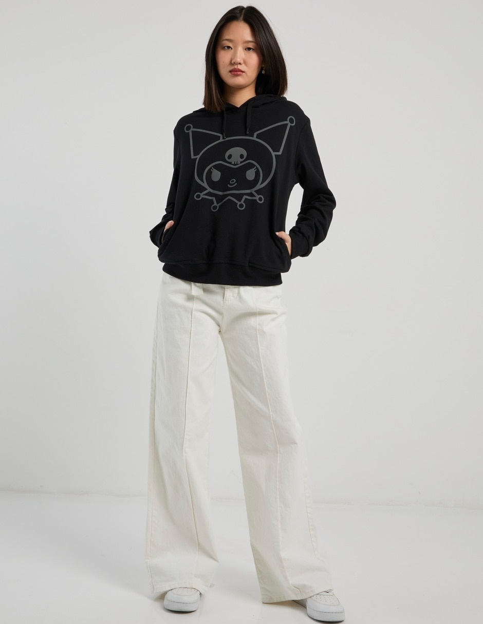 Sudadera con capucha y bolsa Kuromi para mujer 3