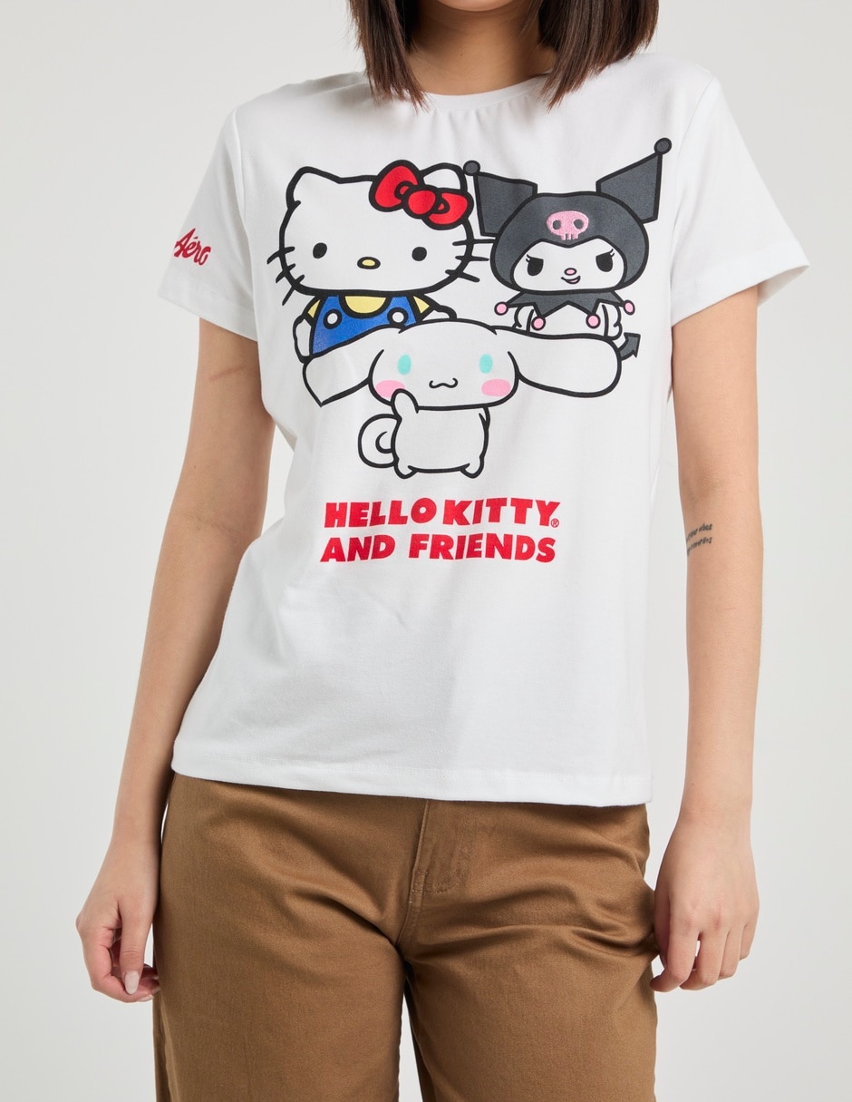 Playera manga corta Hello Kitty cuello redondo para mujer 5