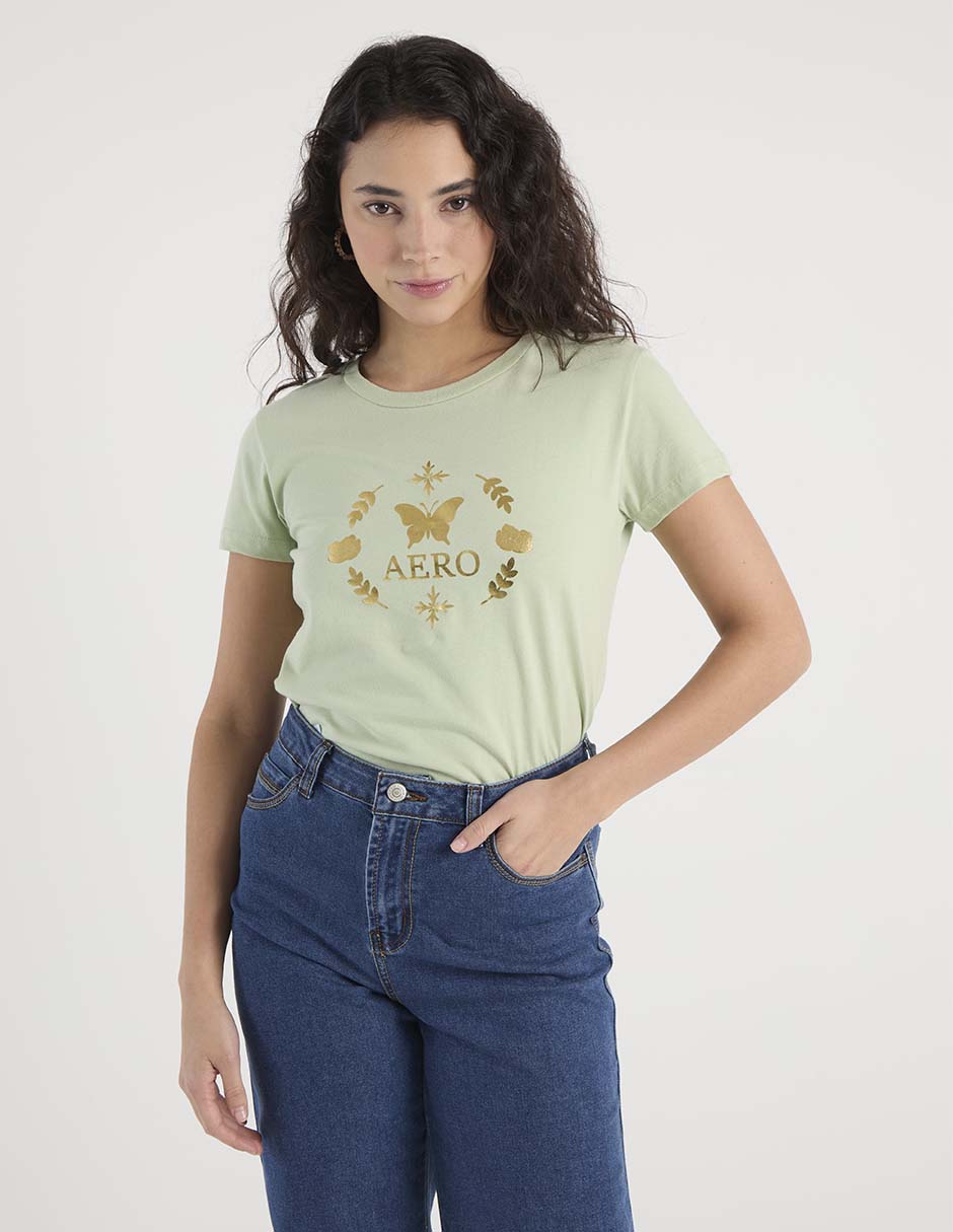 Playera manga corta Classic Crew cuello redondo para mujer