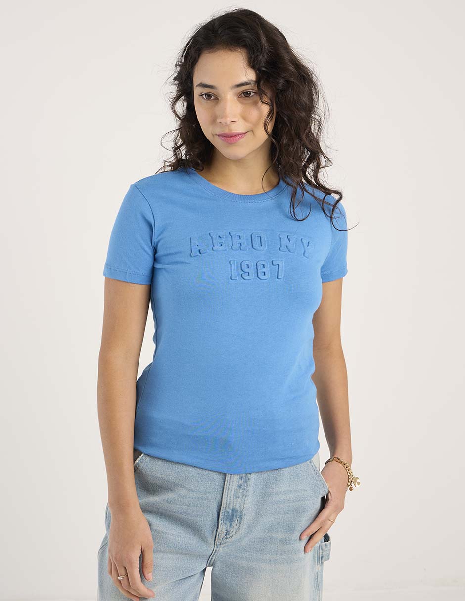 Playera manga corta cuello redondo para mujer