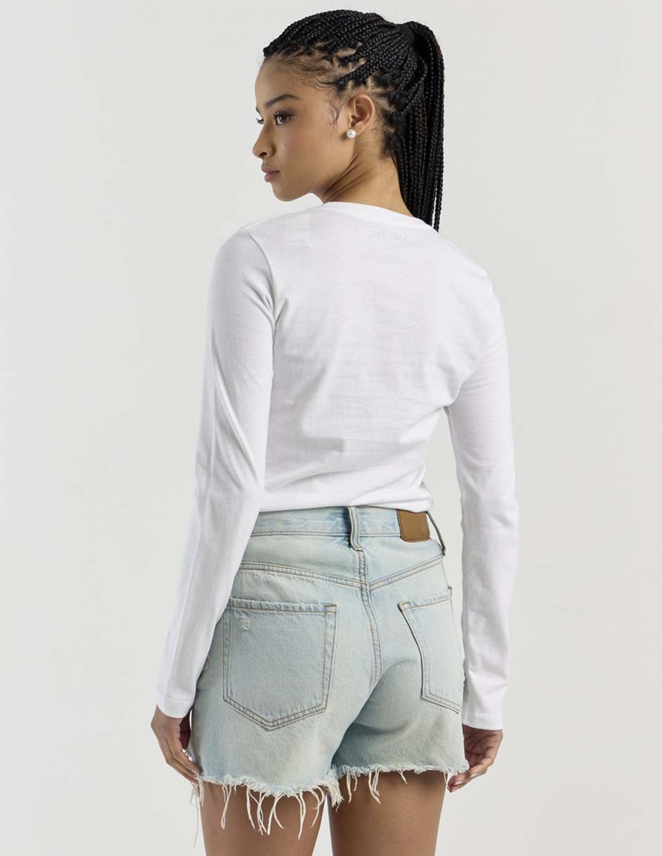 Playera manga larga cuello redondo para mujer 6