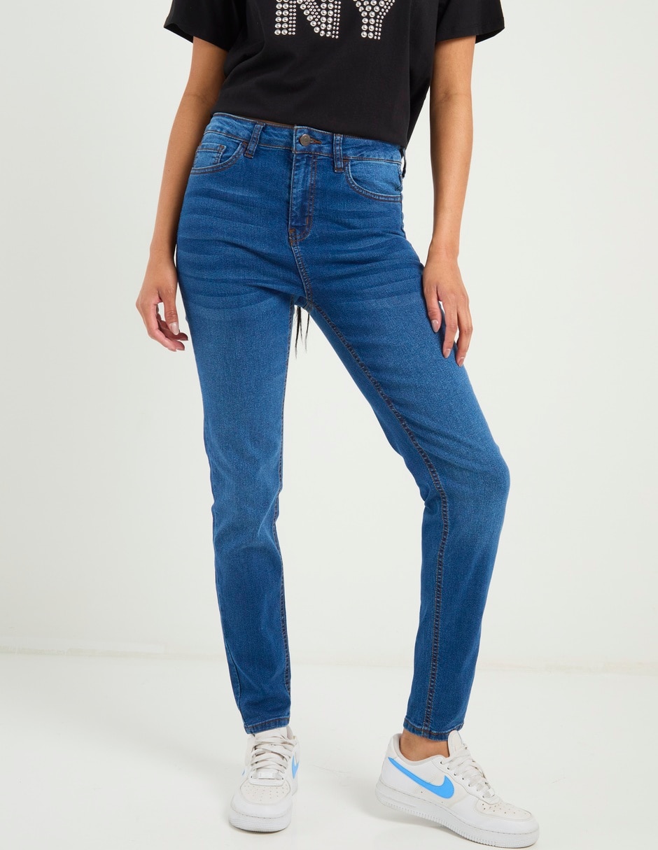 Jeans skinny media cintura para mujer 2