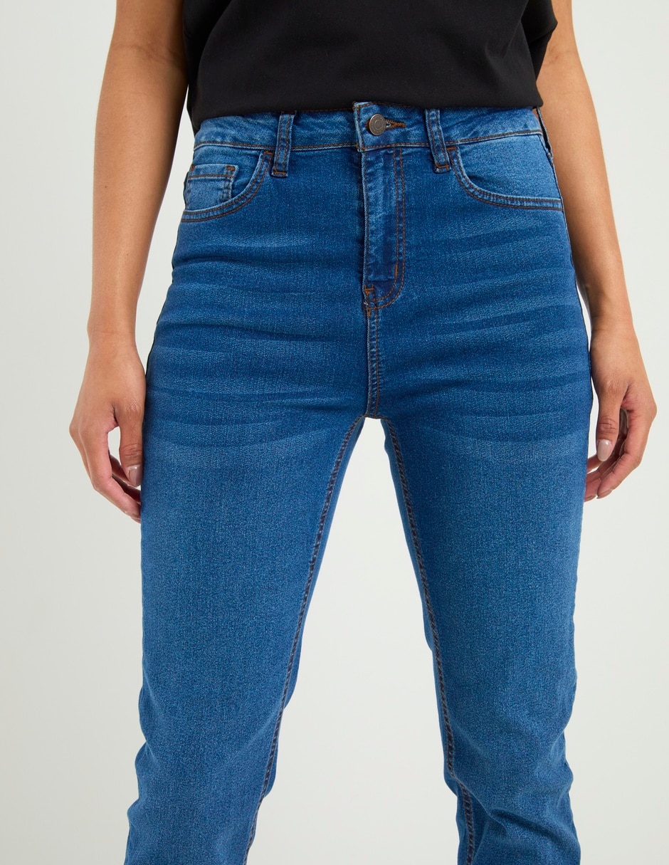 Jeans skinny media cintura para mujer 4
