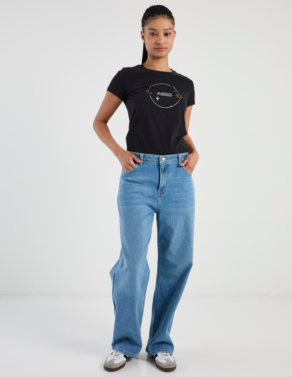 Jeans straight a la cintura para mujer