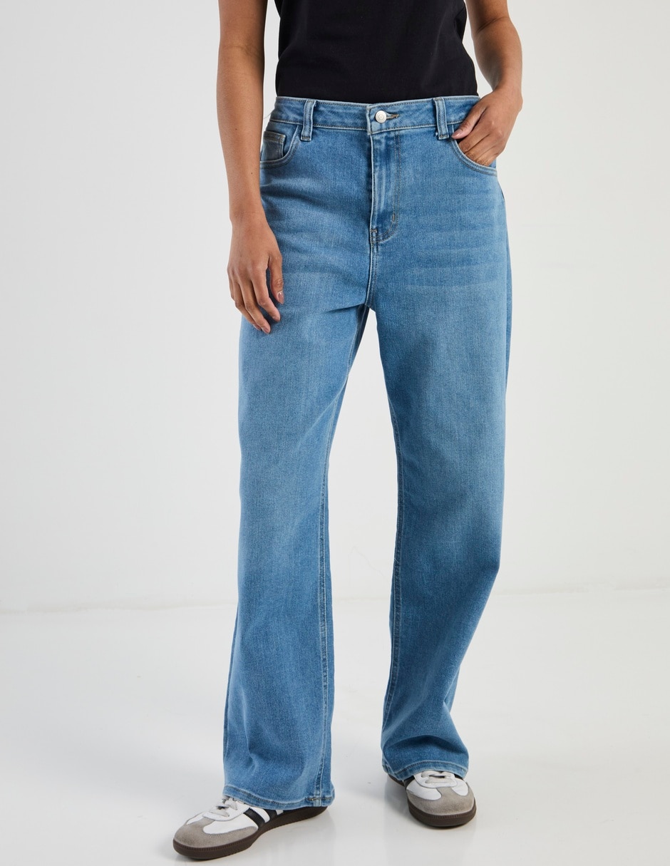 Jeans straight a la cintura para mujer 2