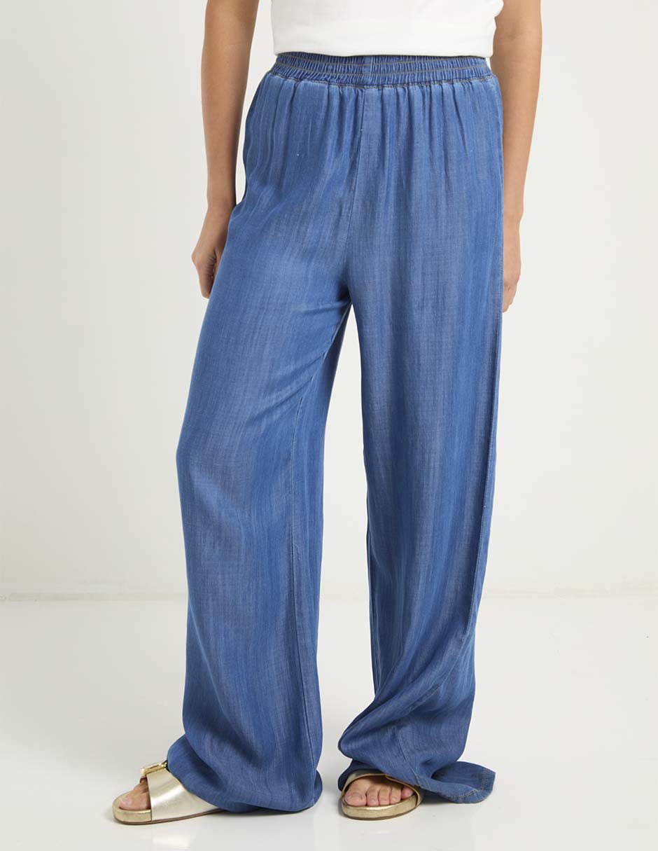 Jeans relaxed wide leg a la cintura para mujer