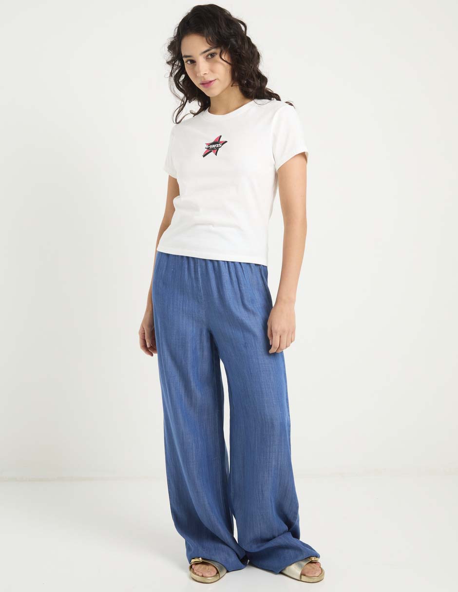 Jeans relaxed wide leg a la cintura para mujer 2