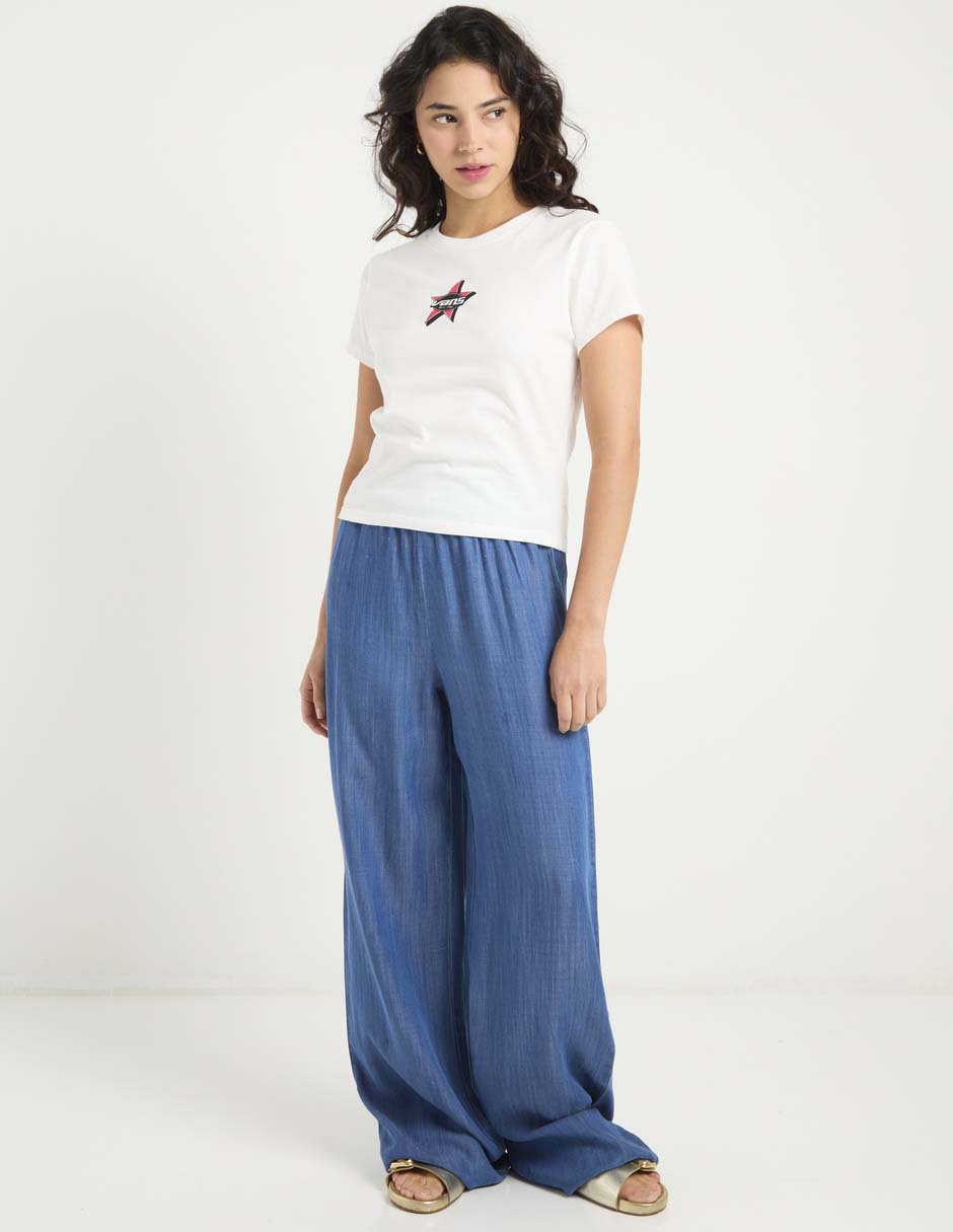 Jeans relaxed wide leg a la cintura para mujer 3