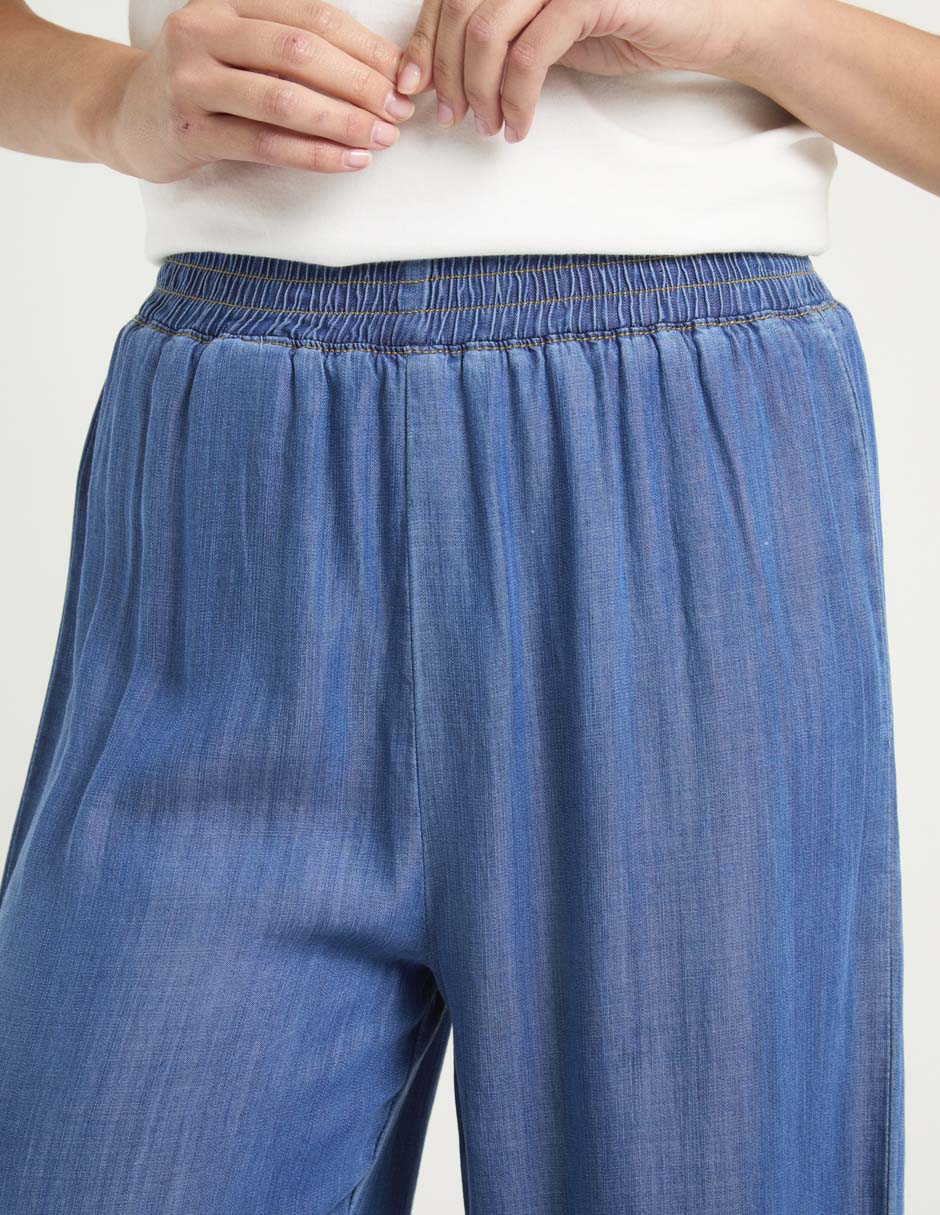 Jeans relaxed wide leg a la cintura para mujer 4