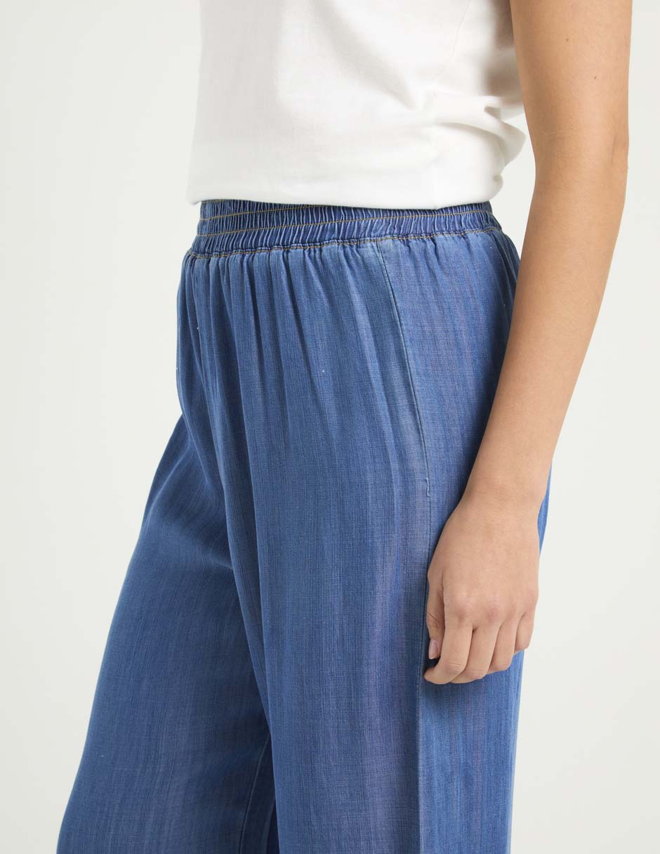 Jeans relaxed wide leg a la cintura para mujer 5