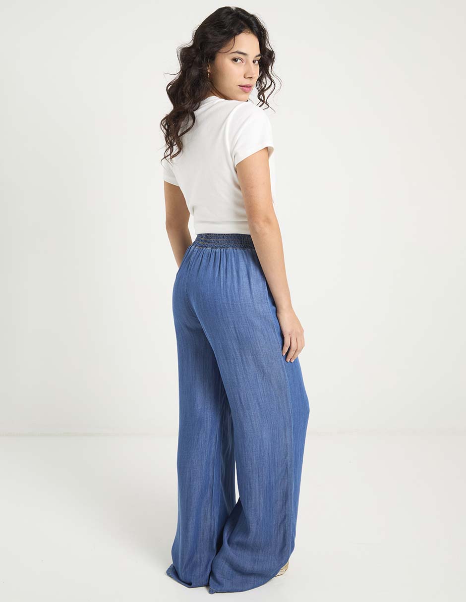 Jeans relaxed wide leg a la cintura para mujer 6