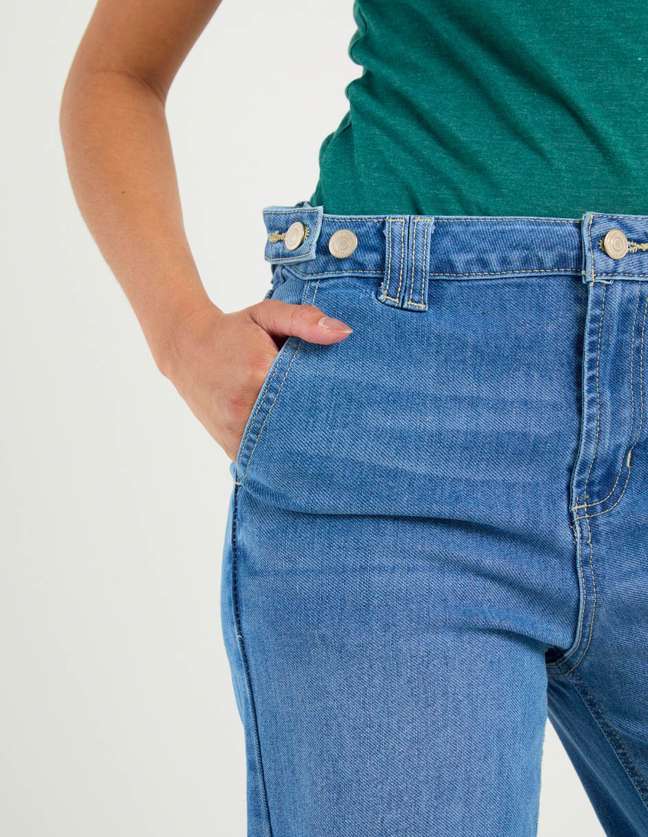 Jeans amplio cintura para mujer 5