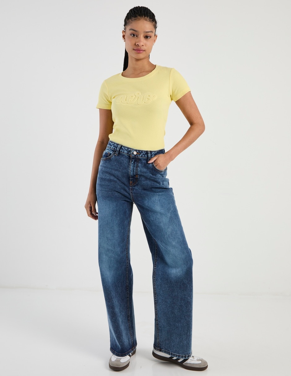 Jeans wide leg cintura alta para mujer