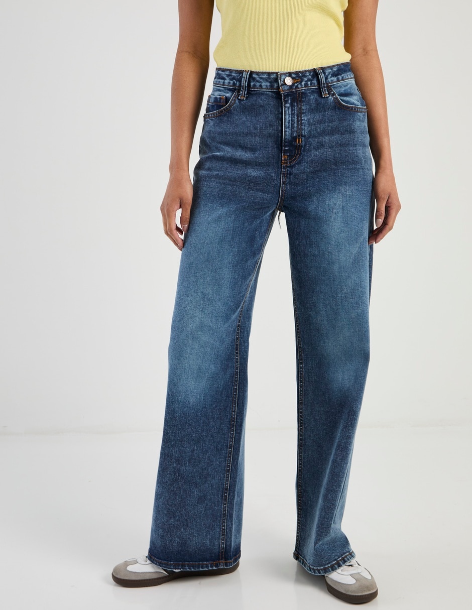 Jeans wide leg cintura alta para mujer 2
