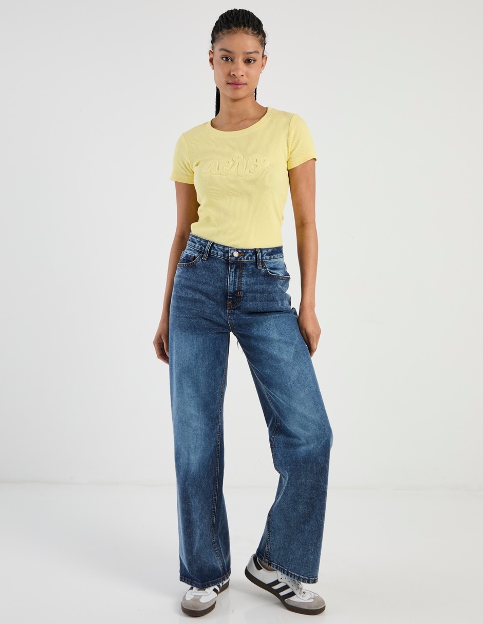 Jeans wide leg cintura alta para mujer 3