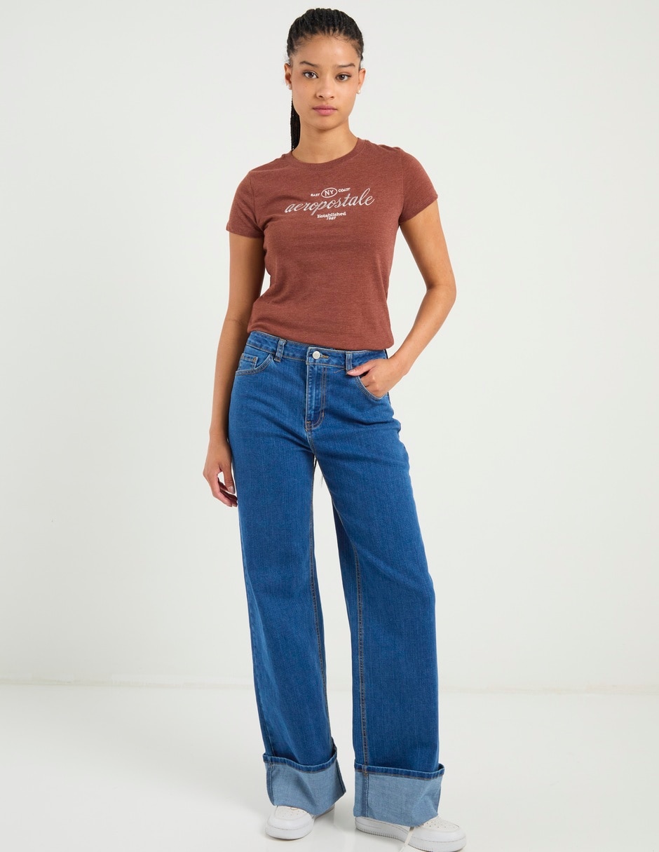 Jeans wide leg a la cintura para mujer
