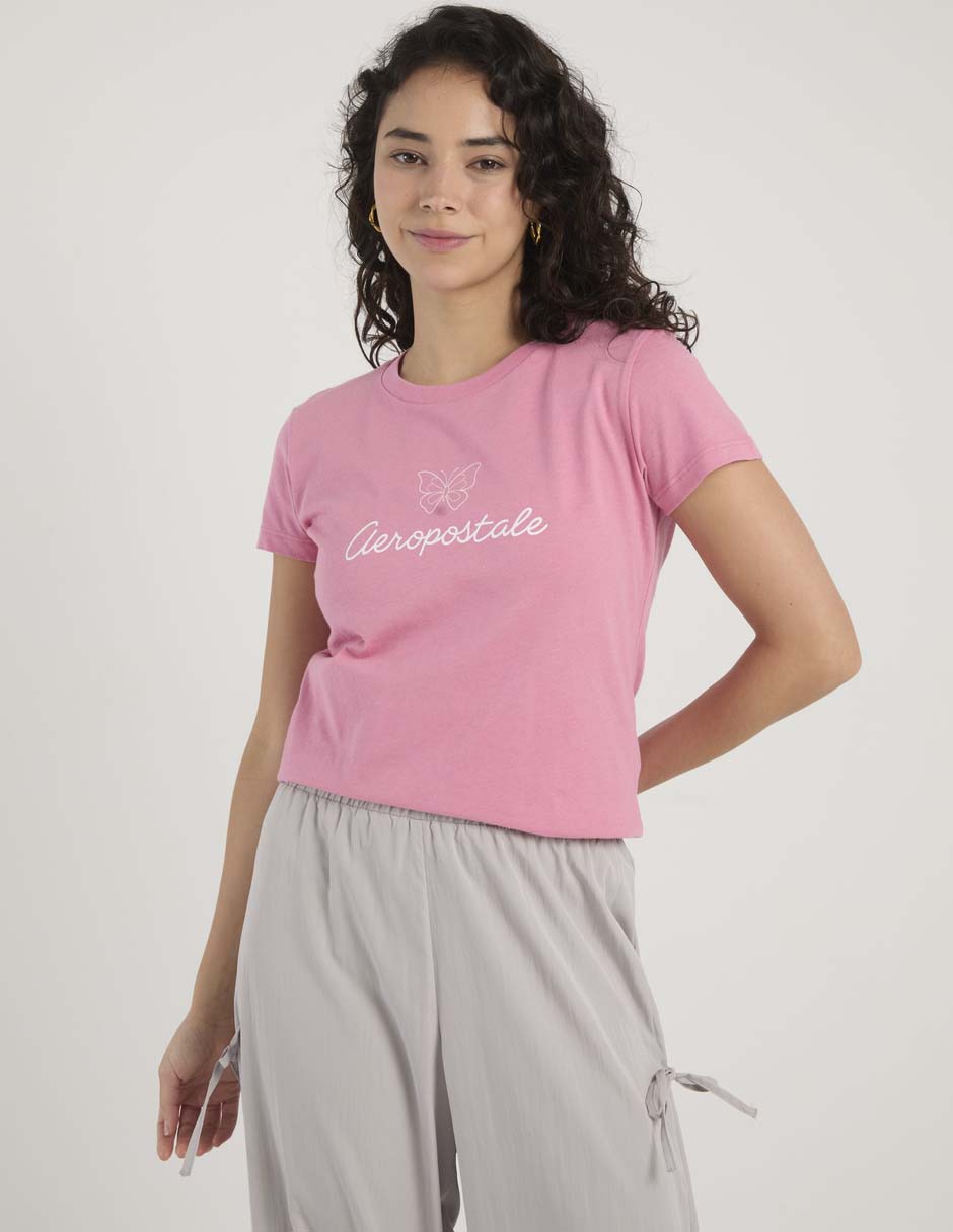 Playera manga corta cuello redondo para mujer