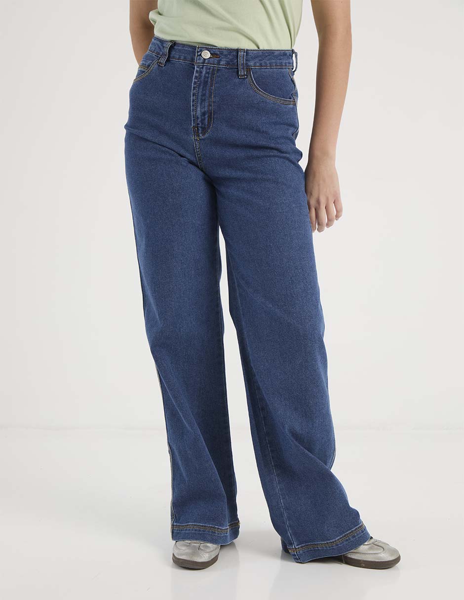 Jeans wide leg a la cintura para mujer