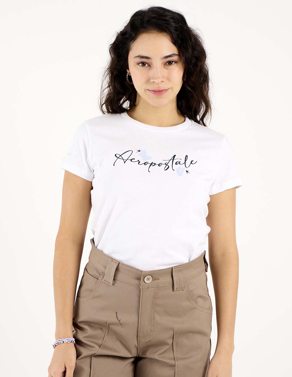 Playera manga corta cuello redondo para mujer