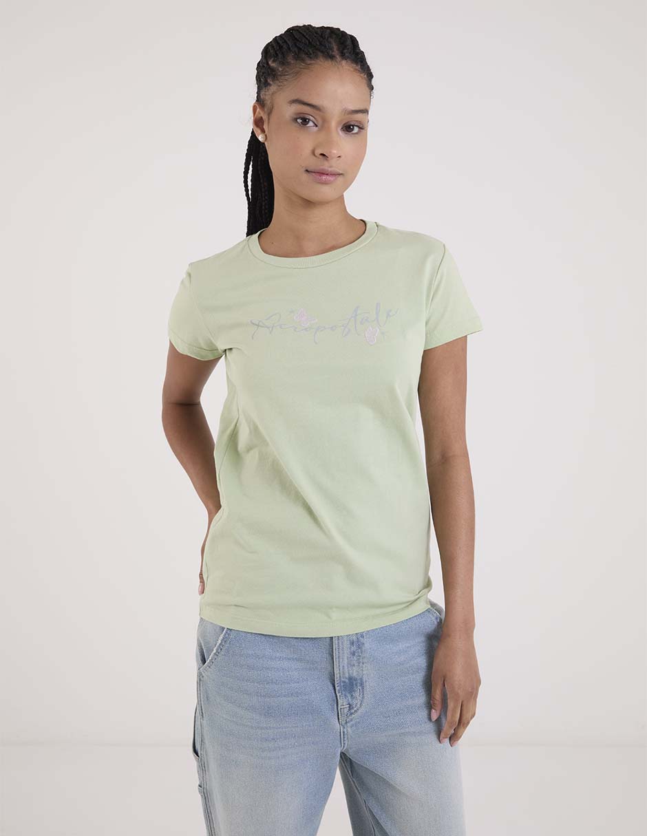 Playera manga corta cuello redondo para mujer