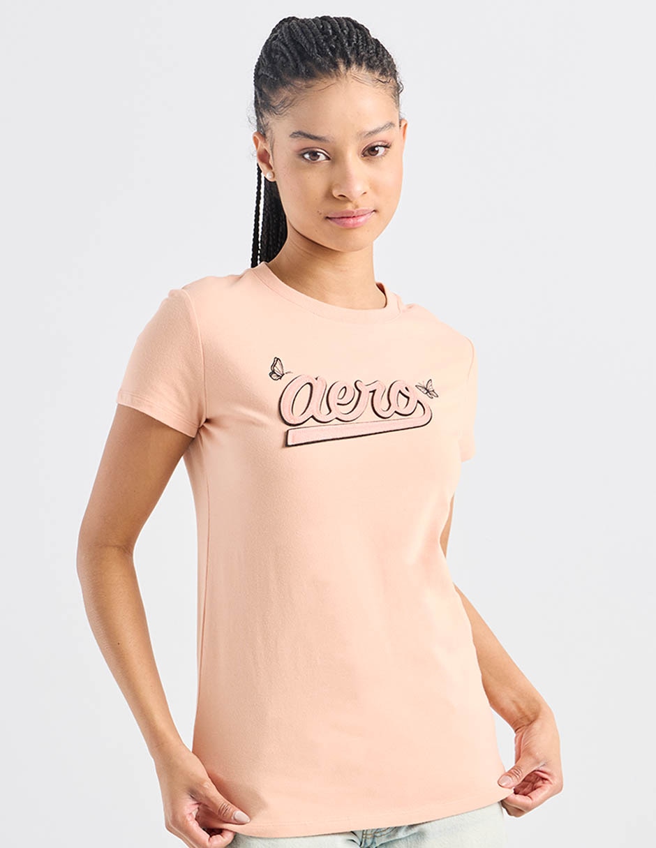 Playera manga corta cuello redondo para mujer
