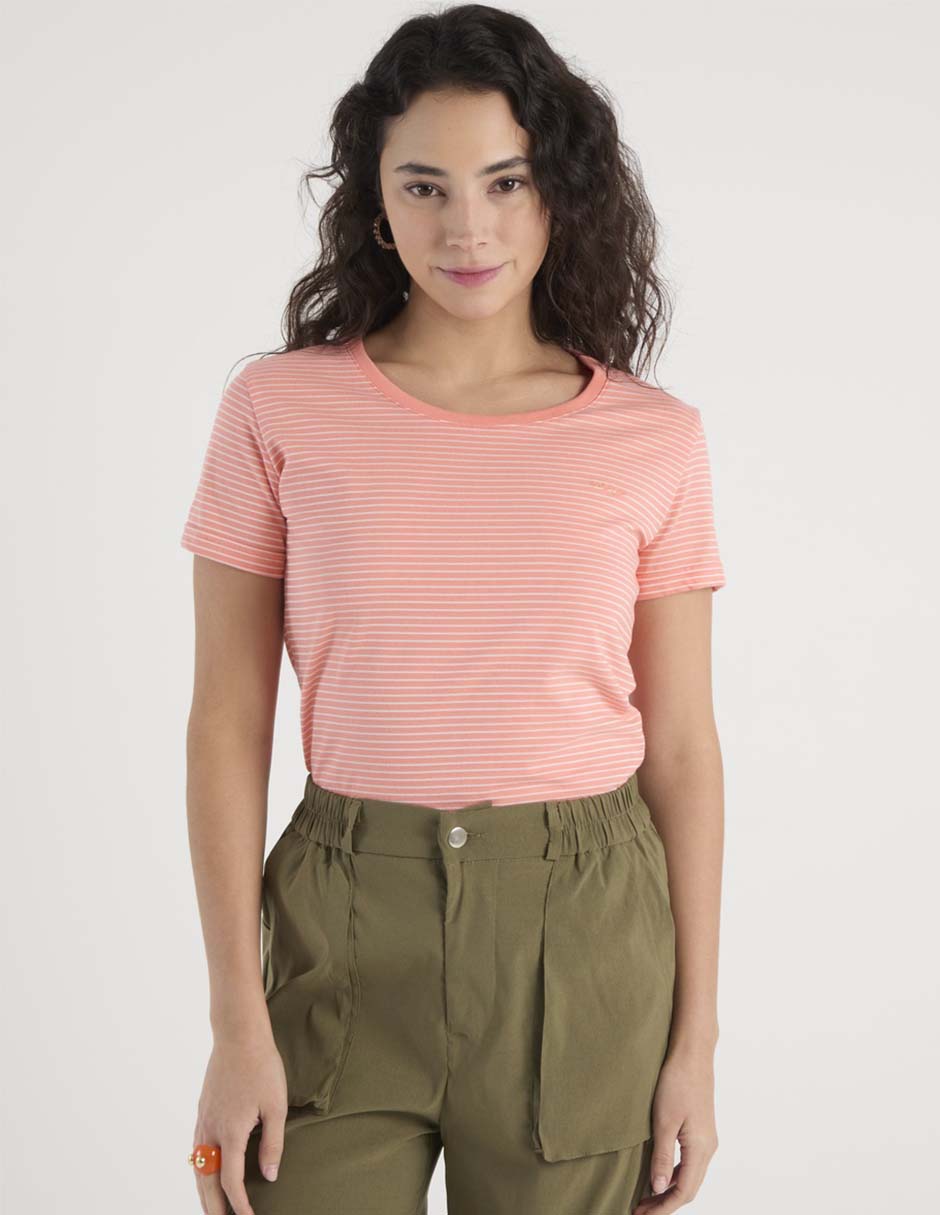 Playera manga corta cuello redondo para mujer