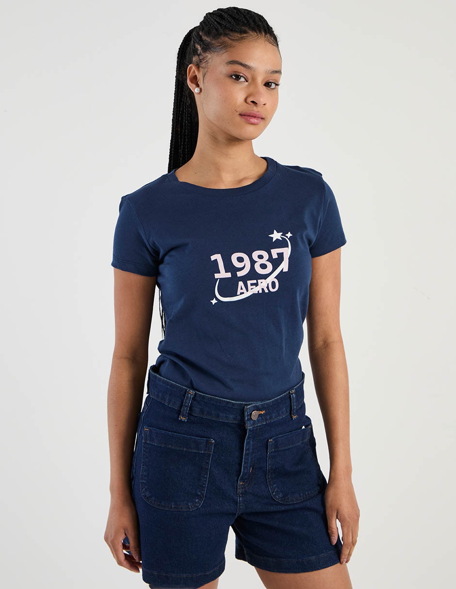 Playera manga corta cuello redondo para mujer