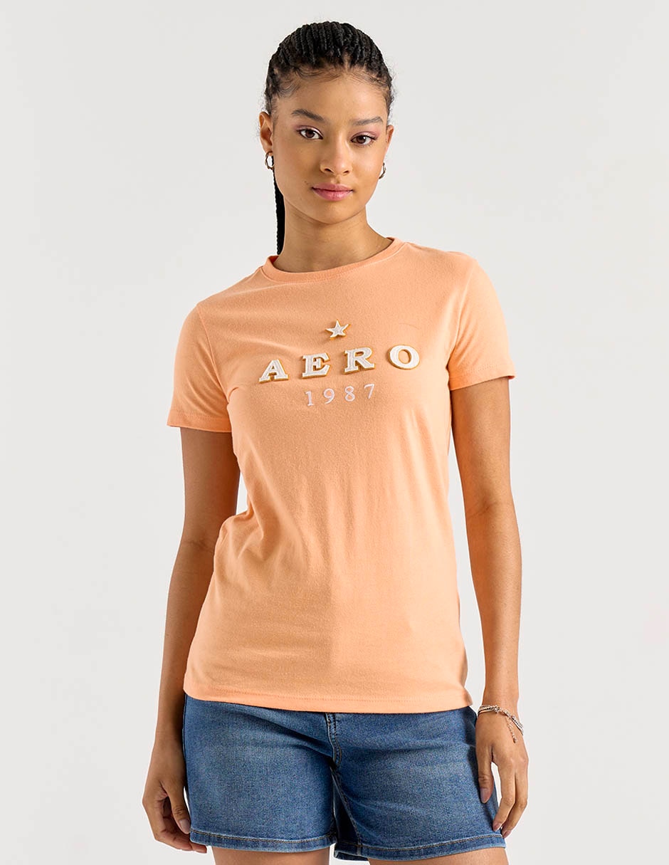 Playera manga corta cuello redondo para mujer