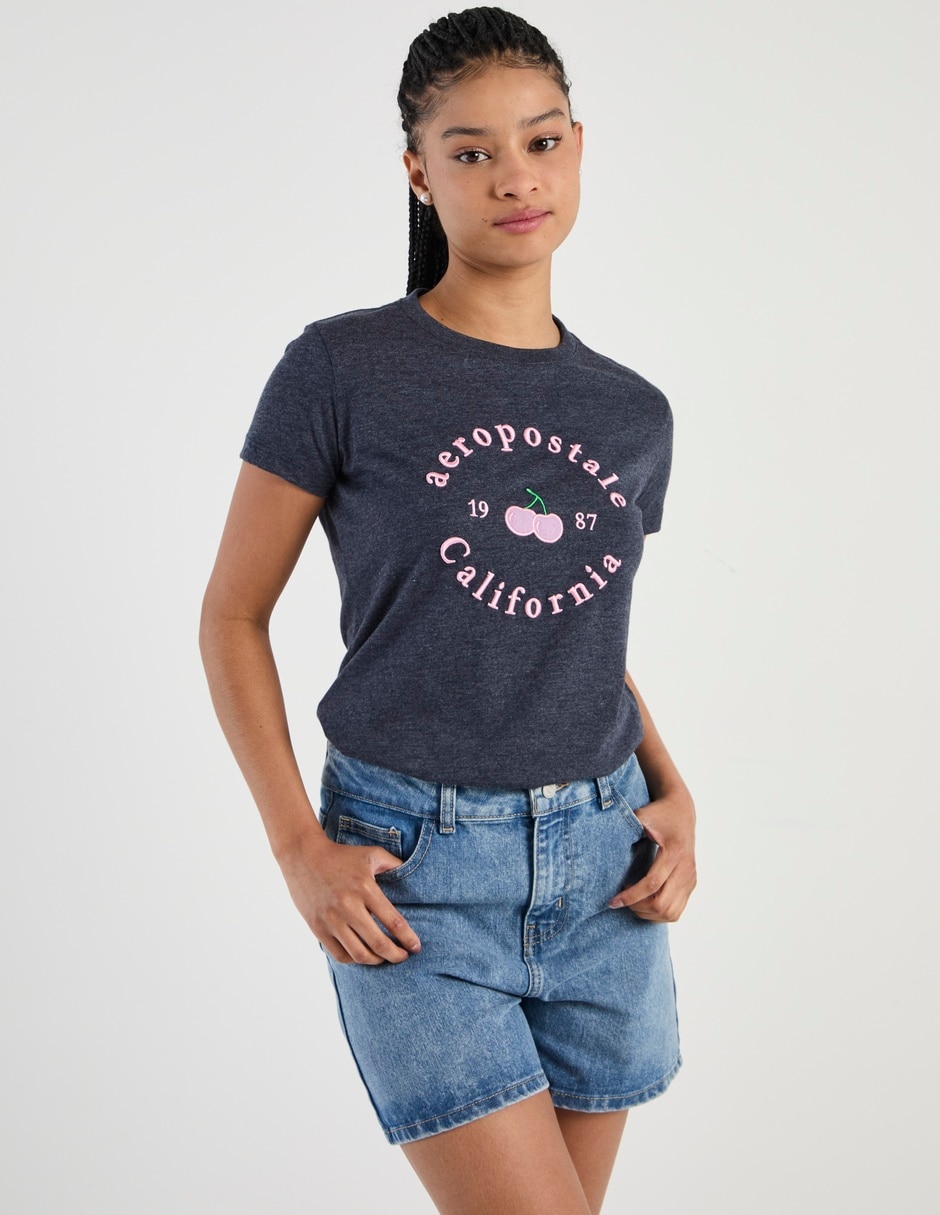 Playera manga corta cuello redondo para mujer