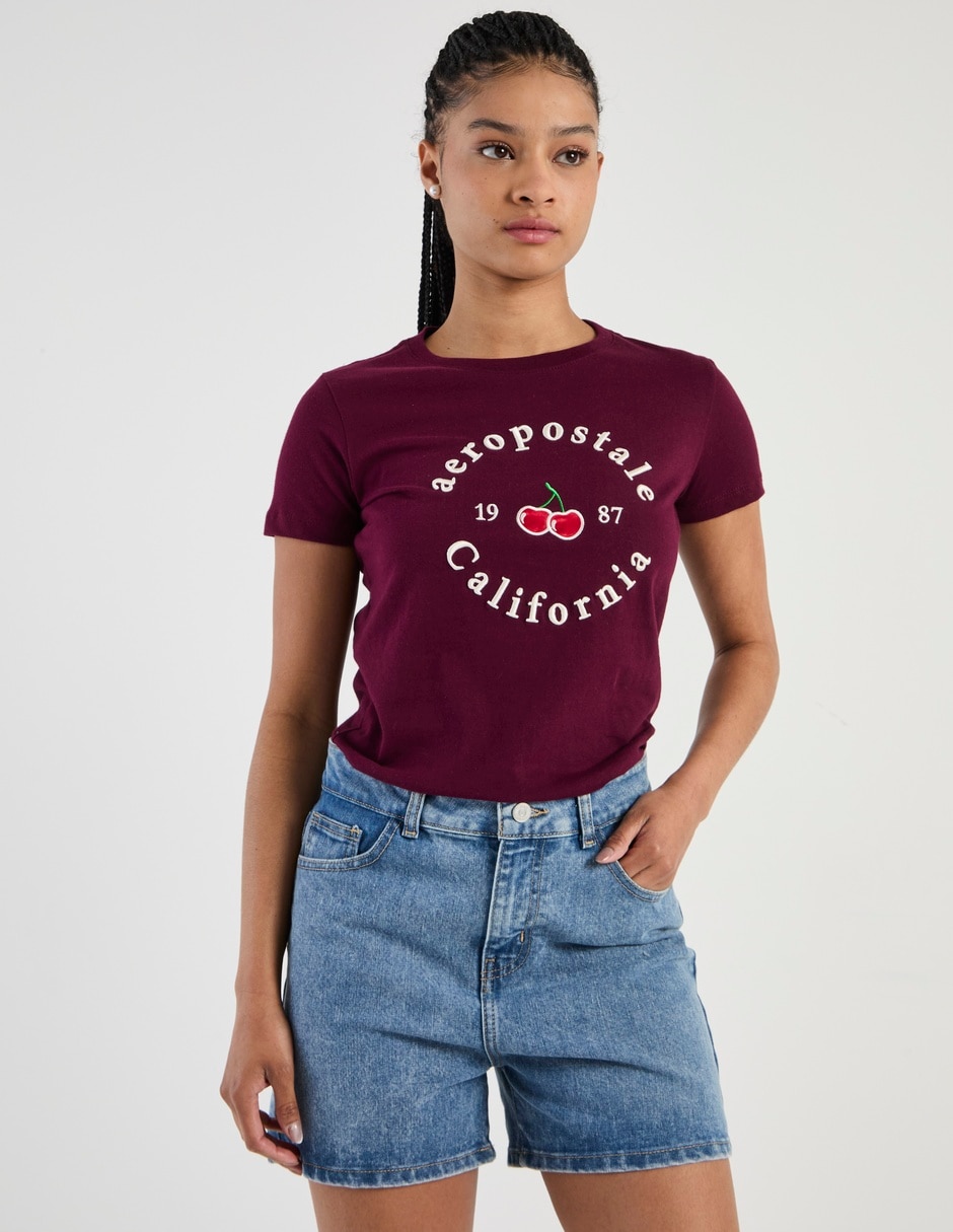 Playera manga corta cuello redondo para mujer