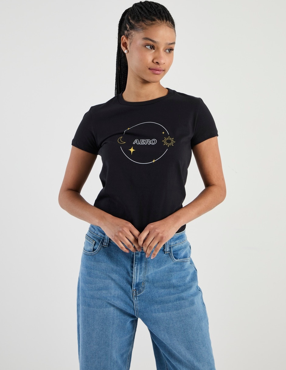 Playera manga corta cuello redondo para mujer