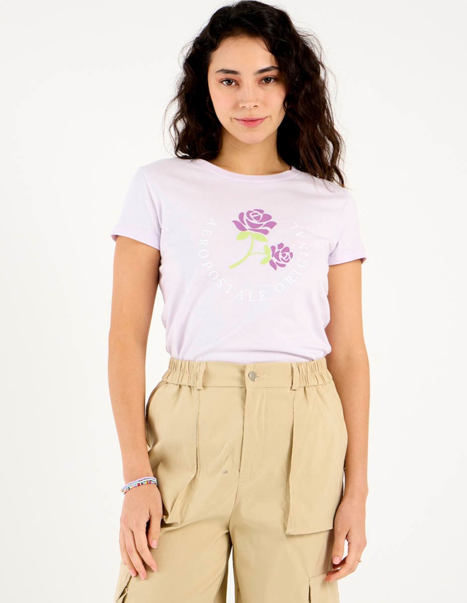 Playera manga corta cuello redondo para mujer