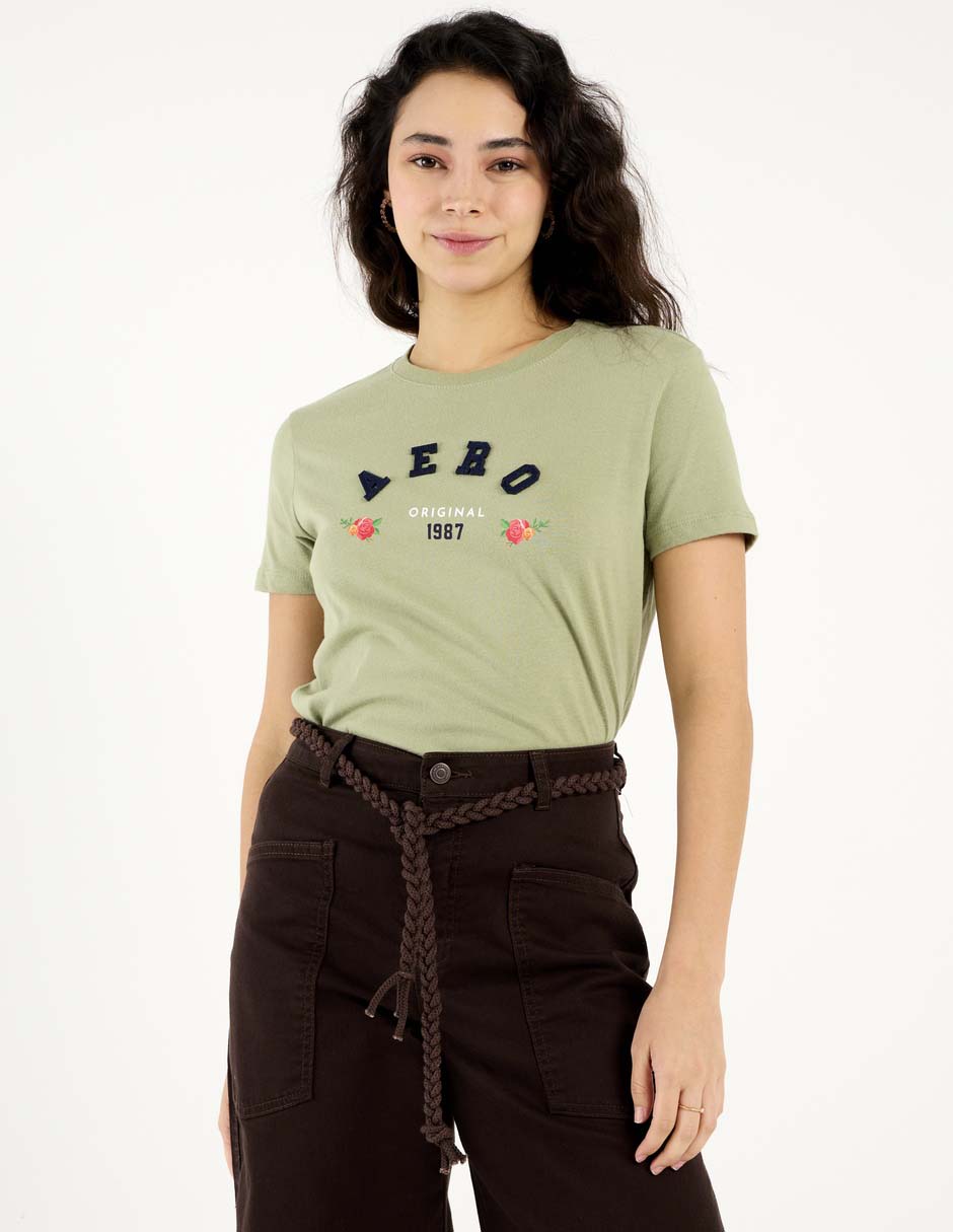 Playera manga corta cuello redondo para mujer Playera manga corta cuello redondo para mujer