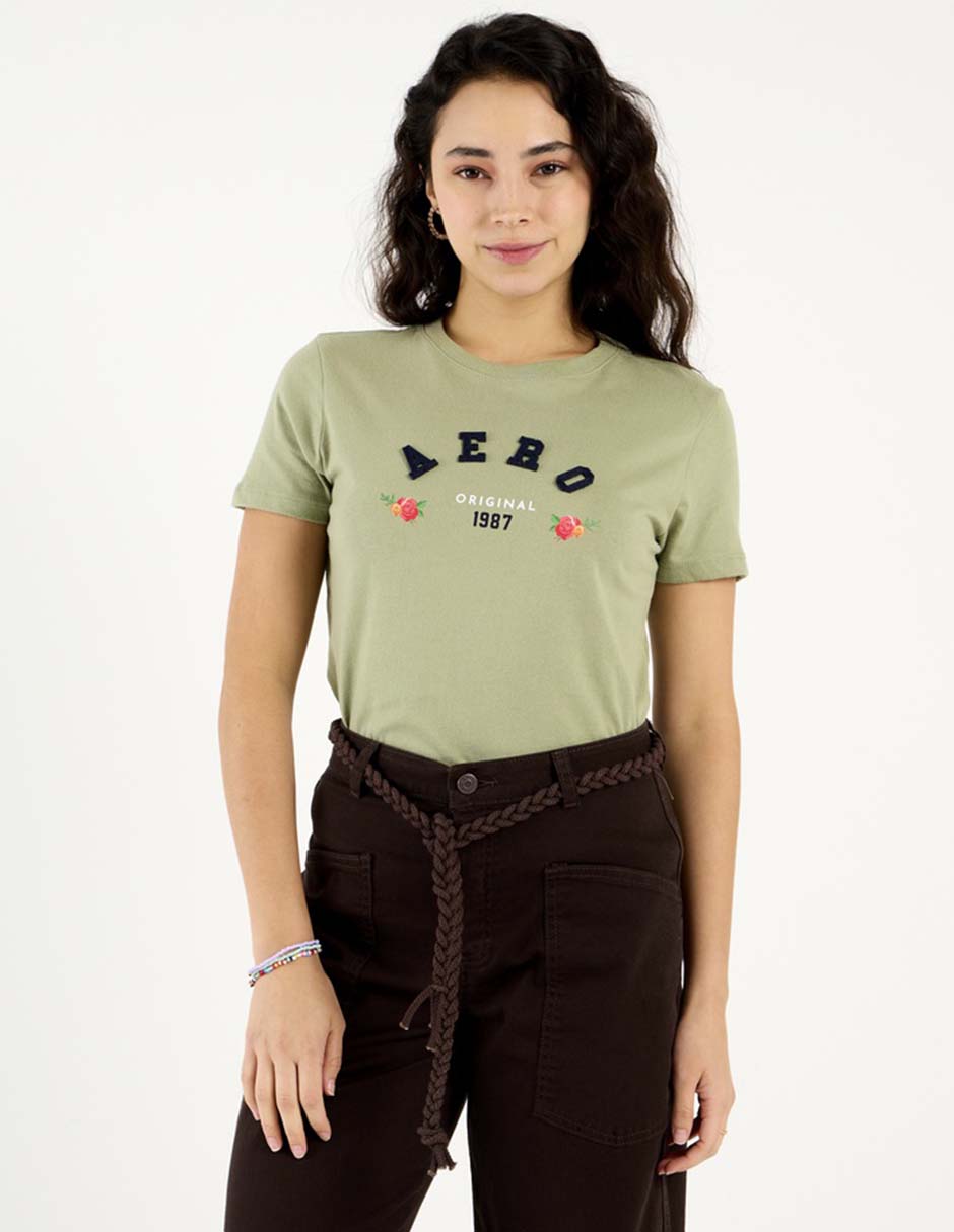 Playera manga corta cuello redondo para mujer 2