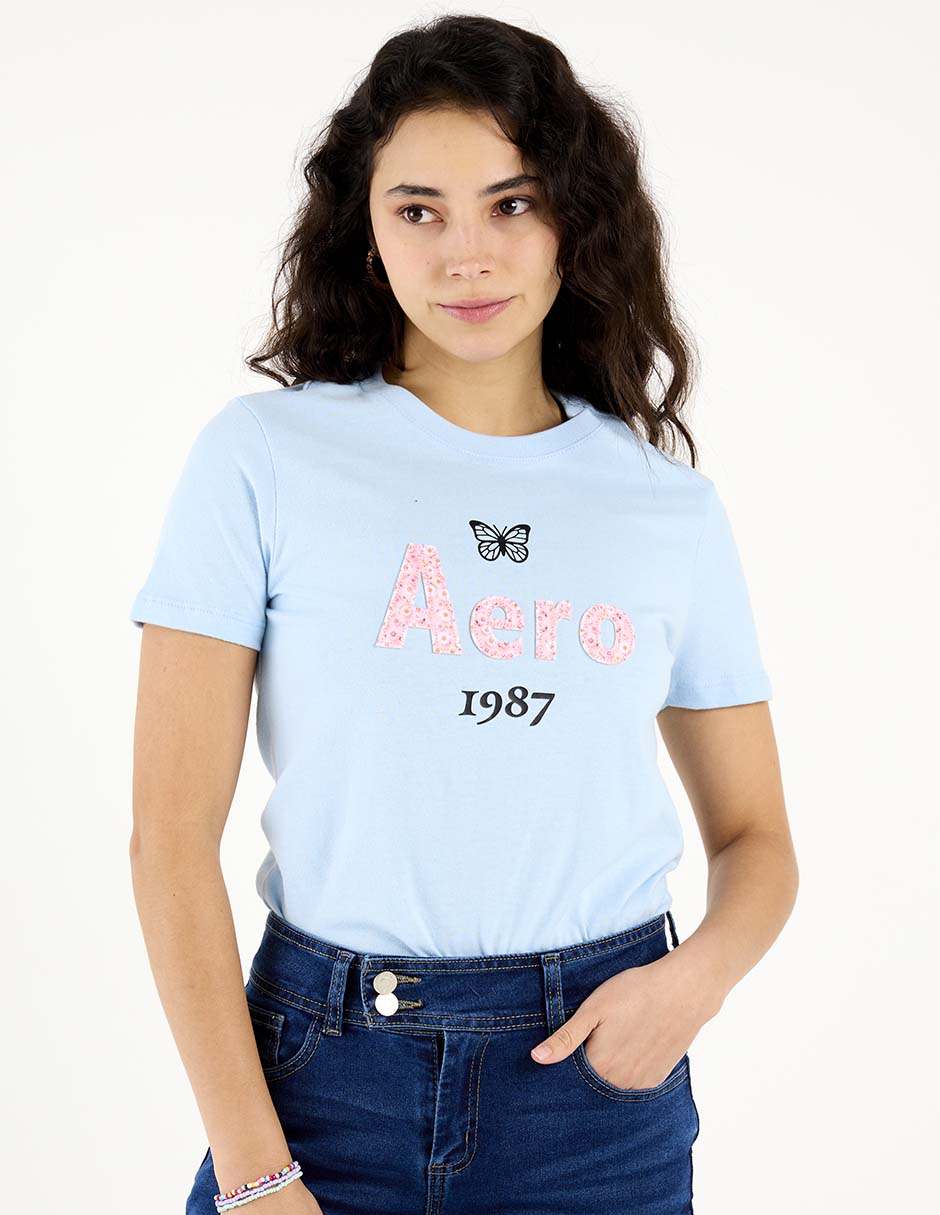 Playera manga corta cuello redondo para mujer
