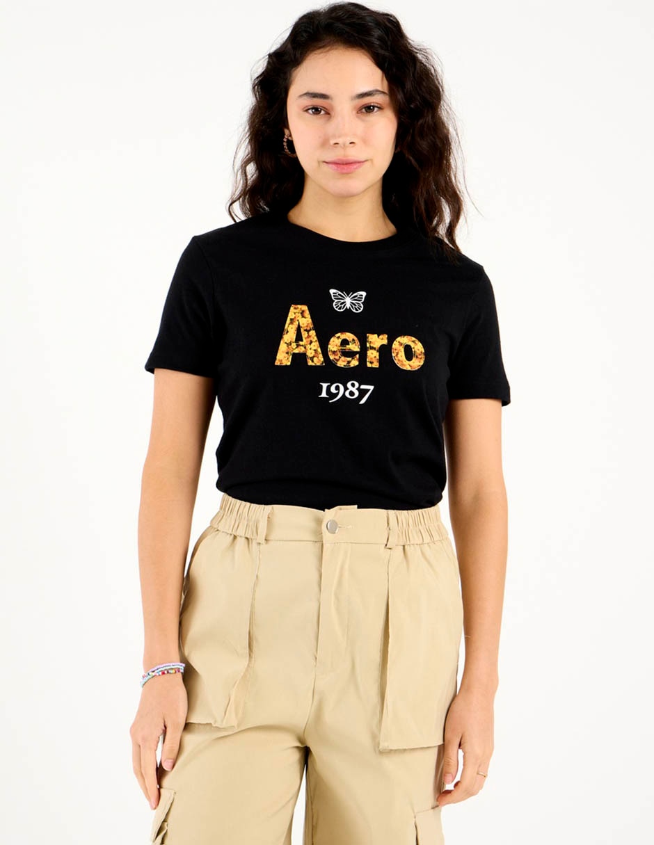 Playera manga corta cuello redondo para mujer