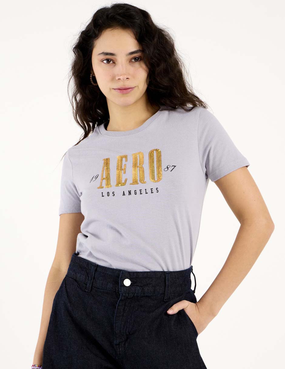 Playera manga corta cuello redondo para mujer